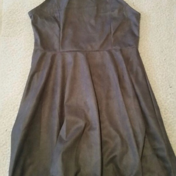 Lace-Up Gray Faux Suede Mini Dress - Picture 2 of 2